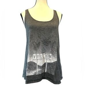 Volcom Black and Gray Boxy Sleeveless Tank Top
